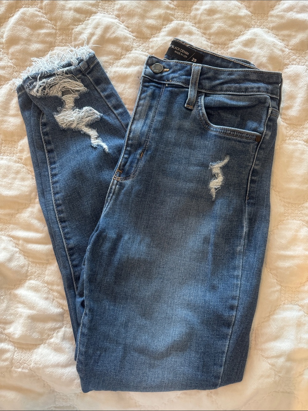 Just Black Distressed Medium Blue Skinny Jeans